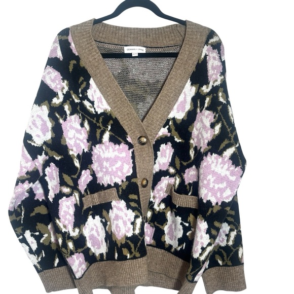 Gemma + Jane Oversized Floral Jacquard Cardigan Size Extra Large - Picture 4 of 10